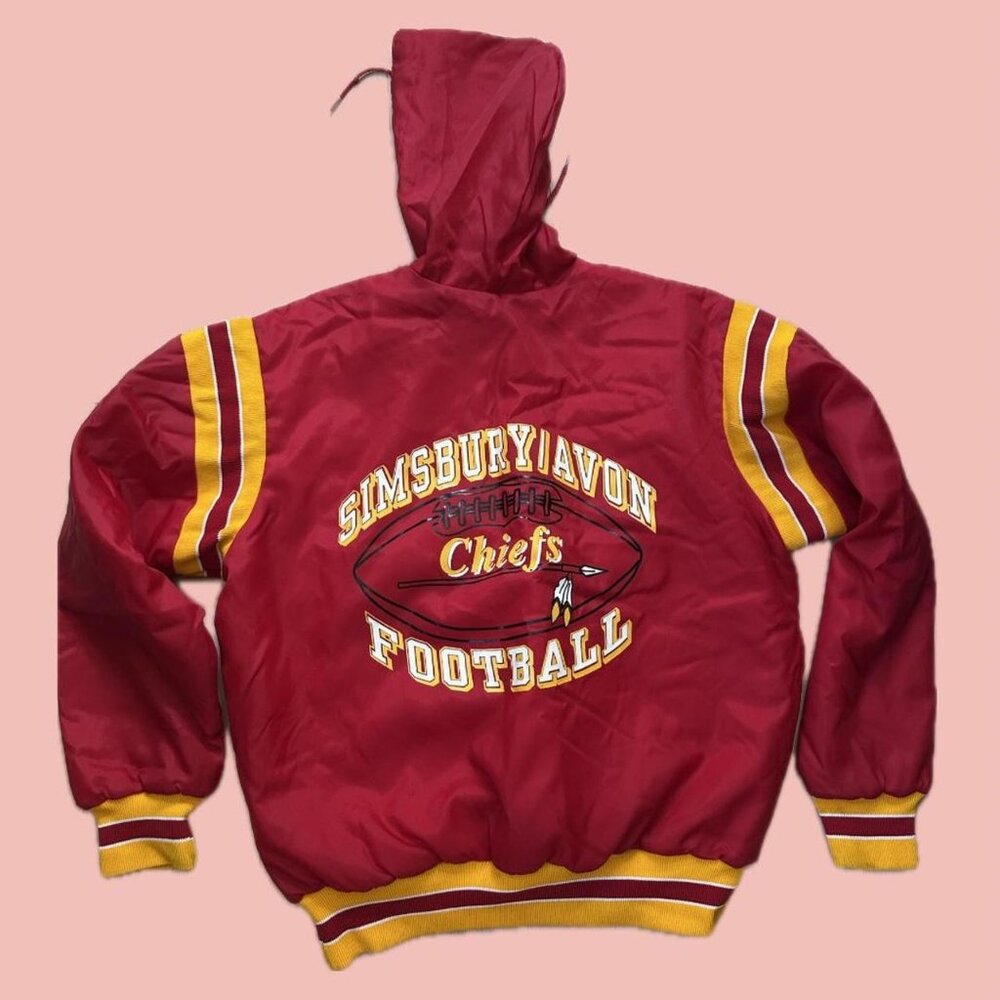 Vintage Chiefs Football Jacket – Red/Yellow Pullover (M, Made in USA)